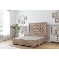Sloomy Amberley Plush Divan Bed Base 4 Drawers With 26 Strutted Headboard & 12 Matching Footboard in Pink | Size: Double