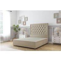 Sloomy Amberley Naples Divan Bed Base 4 Drawers With 26 Strutted Headboard & 12 Matching Footboard in Silver | Size: Super King