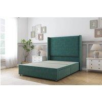 Sloomy Devonshire Plush Divan Base 2 Drawers - 54 Wingback Headboard in Emerald | Size: Super King