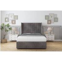 Sloomy Falcon Naples Divan Base No Drawers-54 Wingback Headboard in Grey | Size: King
