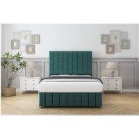 Sloomy California Plush Divan Base No Drawers-26 Headboard-12 Footboard in Emerald | Size: Double