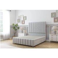Sloomy California Plush Divan Base 2 Drawers -26 Headboard-12 Footboard in Silver | Size: Super King