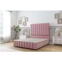 Sloomy California Plush Divan Base 2 Drawers -26 Headboard-12 Footboard in Pink | Size: Small Single