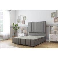 Sloomy California Tweed Divan Bed Base 2 Drawers Foot-End With 26 Strutted Headboard & 12 Matching Footboard in Light Grey | Size: Double