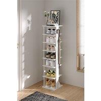 Living and Home 8-Tier Shoe Rack with Hooks for Entryway in White