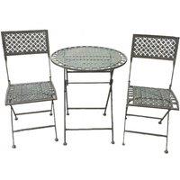 Ascalon Design Ltd Marlboro Bistro Set - 3pc - L65 x W65 x H75 cm - Antique Blue Rust in Brown