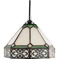 Happy Homewares Classic 1920s Shabby Chic Pendant Light Shade with Metal Scrollwork Decoration in Green | Size: 8 inches