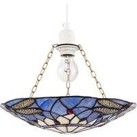 Happy Homewares Traditional Dragonfly Tiffany Glass Easy Fit Pendant Light Shade in Purple