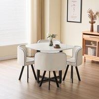 Comfy Living Ltd White 90cm Square Dining Table Set with 4 White Chairs