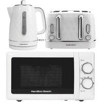 Hamilton Beach Diamond Kettle, Toaster & 20L Microwave with S/Steel Cavity - White