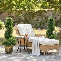 HOMCOM Set of 2 Potted Artificial Plants, Topiary Spiral Cypress Trees, 90cm in Green
