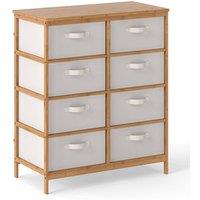 Gymax Bamboo Storage Tower 8-Drawer Dresser With Folding Fabric Drawers in Beige