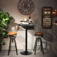Costway Round Bar Table Counter Bistro Pub Table for Restaurant Kitchen in Black