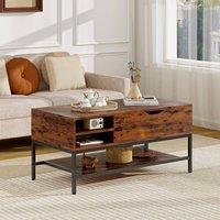 Costway Lift Top Coffee Table Side Table Tea Table w/ Storage Shelf in Brown