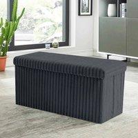 VOGREX Charcoal L Ribbed Storage Box Large Capacity Ottoman