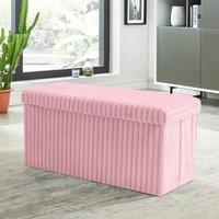 VOGREX Pink L Ribbed Storage Box Large Capacity Ottoman