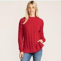 Lands' End Women's Petite Lulu Guinness Lip Cable Knit Drifter Jumper in Red | Size: 8