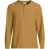 Lands' End Men's Waffle Knit Linen Blend Henley Top in Mustard | Size: Large