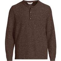 Lands' End Men's Waffle Knit Linen Blend Henley Top in Dark Brown | Size: Medium