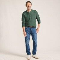 Lands' End Men's Waffle Knit Linen Blend Henley Top in Emerald | Size: Large