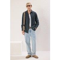 WOVCOR Men's Slim Fit Textured Button-Up Shirt in Dark Grey | Size: Small