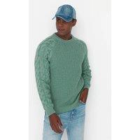 WOVCOR Men's Regular Fit Textured Cable Knit Sweater in Mint | Size: Small