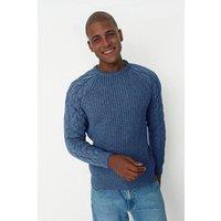 WOVCOR Men's Regular Fit Textured Cable Knit Sweater in Indigo | Size: Large