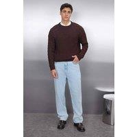 WOVCOR Men's Regular Fit Textured Cable Knit Sweater in Brown | Size: Medium