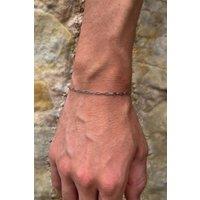 Outrage London Men's Silver Personalised Thin Paper Clip Bracelet | Size: 8 inches