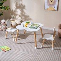 Costway Flower-shaped Kids Table Set Wooden Children Activity Table in White