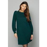 Wallis Women's Crew Neck Swing Jumper Dress in Green | Size: Large