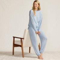 Lands' End Women's Petite Silky Knit Striped Lounge Set in Blue | Size: 10-12