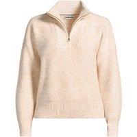 Lands' End Women's Fuzzy Quarter Zip Pullover in Ivory | Size: 14-16