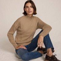 Lands' End Women's Petite Silk Touch Polo Neck Jumper in Brown | Size: 16-18