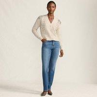 Lands' End Women's Diamante Front Cardigan in Ivory | Size: XL