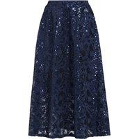 Lands' End Women's Sequin Lace Midi Skirt in Navy | Size: 10-12