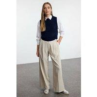 WOVCOR Women's Cropped Button Detail Knit Sweater Vest in Navy | Size: Medium