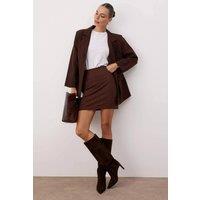 WOVCOR Women's Embellished Mini Knit Skirt with Stone Detail in Brown | Size: Medium