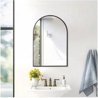 H&O Direct Black Arched Mirror for Bathroom Vanity Mirror or Wall Decor Arch Mirror Metal Frame Wall Mounted Mirror
