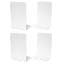 Havendro 2 Pairs of White Heavy Duty Metal Bookends Anti Slip Book Stand