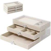 Havendro Beige Clear Acrylic Storage Box Jewellery Box with 3 Drawer