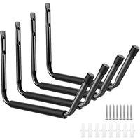 Havendro 4 Packs J Hooks Heavy Duty Hanging Storage Garage Wall in Black