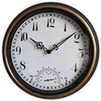 Havendro Garden Station Wall Clock with Thermometer Arabic 12inch Brown