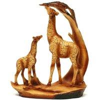 Havendro Free Standing Graceful Giraffe & Calf Decorative Ornament in Brown