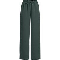 Lands' End Women's Flowing Woven Trousers with Elastic Waistband in Bottle Green | Size: 16