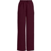 Lands' End Women's Petite Flowing Woven Trousers with Elastic Waistband in Burgundy | Size: 14