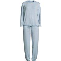 Lands' End Women's Plus Silky Knit Striped Lounge Set in Blue | Size: 24-26