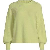 Lands' End Women's Wool Touch Embroidered Balloon Sleeve Jumper in Green | Size: 16-18