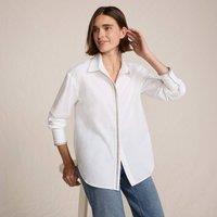 Lands' End Women's Petite Embellished Placket Shirt in White | Size: 10