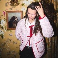 Lands' End Women's Lulu Guinness Lip Quilted Jacket in Pale Pink | Size: 10-12